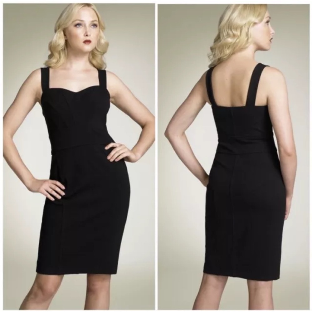 Diane Von Furstenberg Jiwon Solid Black Sweetheart Sleeveless Sheath Dress 6